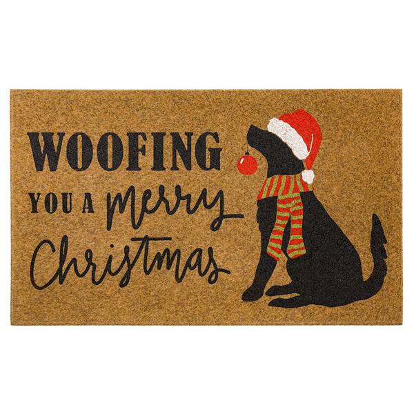 Home Accents Holiday Woofing Christmas Faux Coir 18 in. x 30 in. Holiday Door Mat