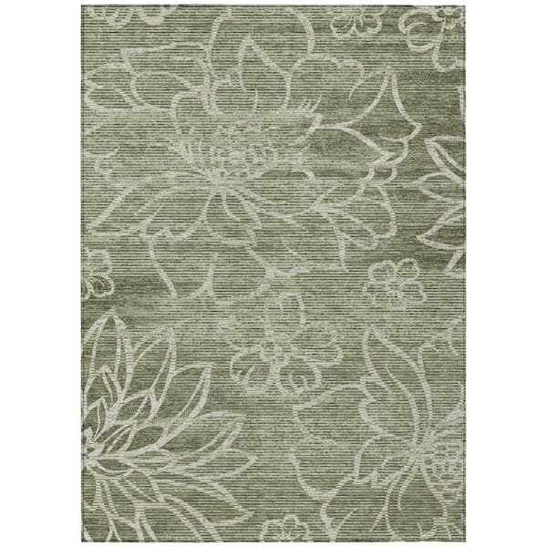 Chantille Machine Washable Indoor/Outdoor Abstract ACN2789 Olive 3 ft. x 5 ft. Area Rug