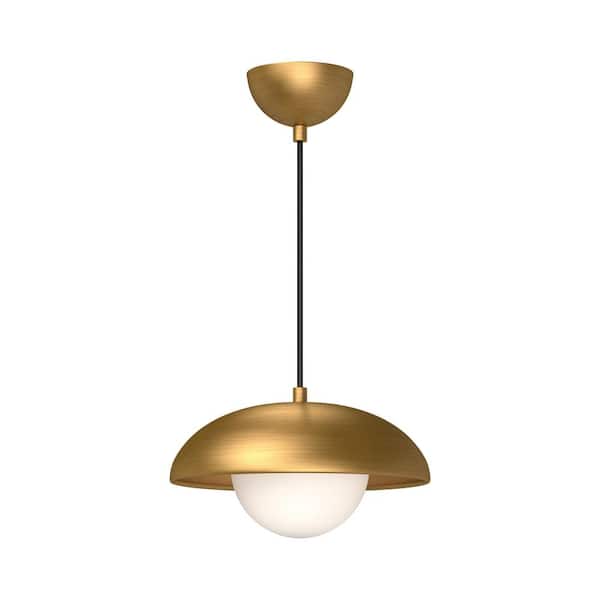 ALORA MOOD Rubio 11 in. 1 Light 60-Watt Aged Gold/Opal Matte Glass Pendant Light