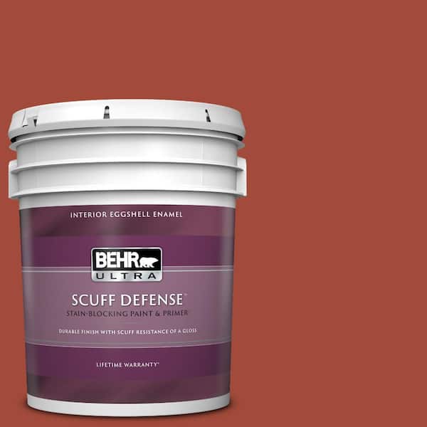 BEHR ULTRA 5 gal. #200D-7 Rodeo Red Extra Durable Eggshell Enamel Interior Paint & Primer