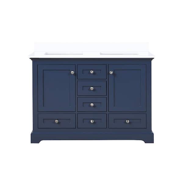 Dukes 48 in. W x 22 in. D Navy Blue Double Bath Vanity and Cultured Marble Top