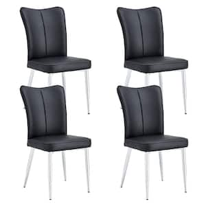 Modern Black PU Leather Seat Dining Chairs Set of 4 for Kitchen, Living, Dining Room