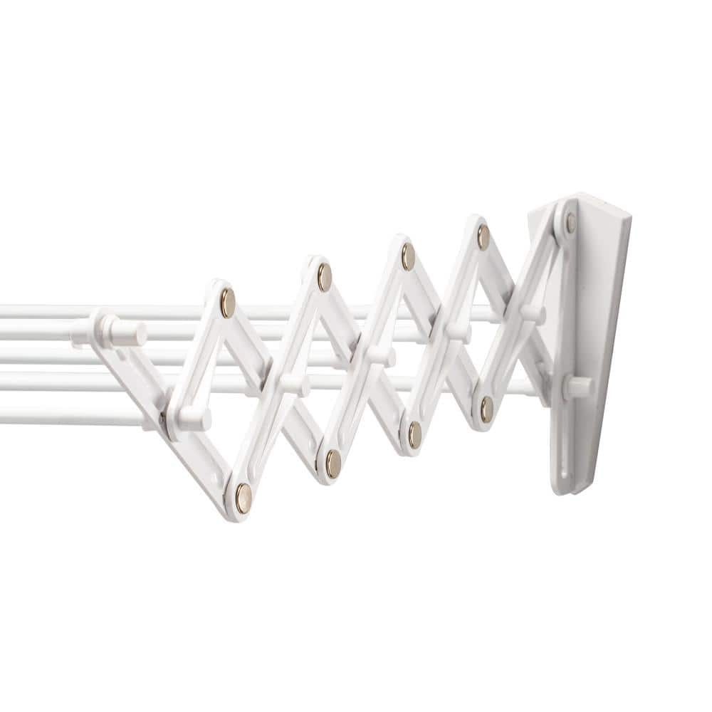 White Collapsible Wall-Mount Metal Drying Rack, 24 Inches