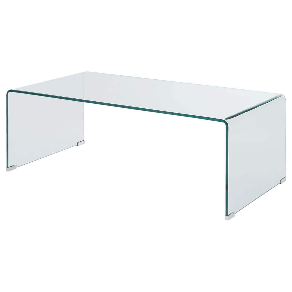 Clear Rectangular Acrylic and Glass Modern Coffee Table 47"