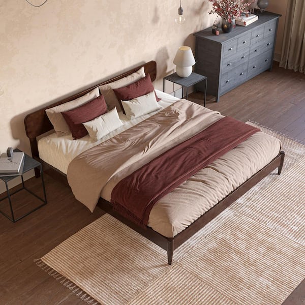 AFI Florence Walnut Brown Solid Wood Frame King Low Profile