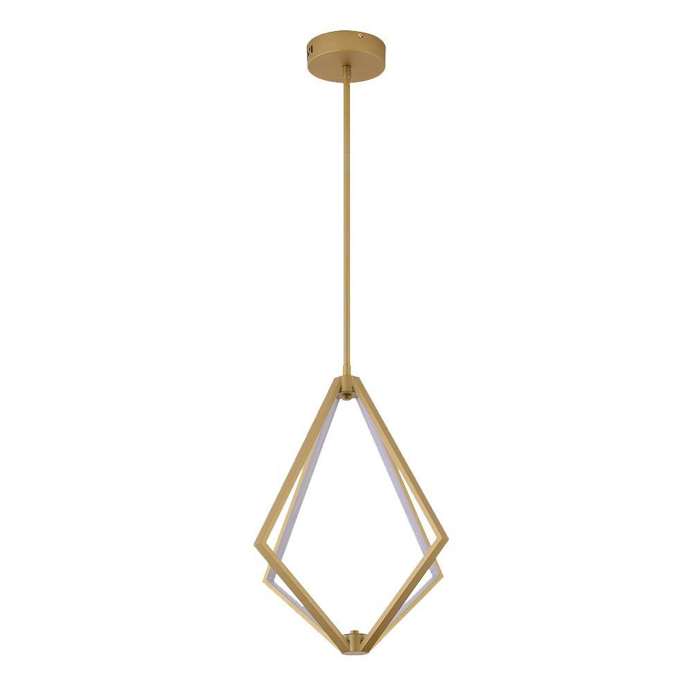 Bethel 18" Black Diamond-Shaped LED Chandelier with Gold Finish