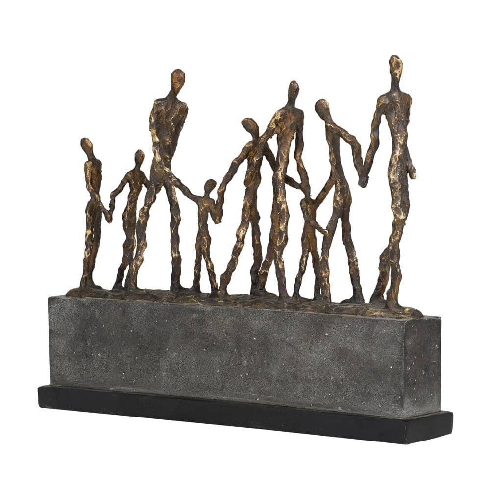 Transitional Art Deco Dark Wood Women Sculpture Trio