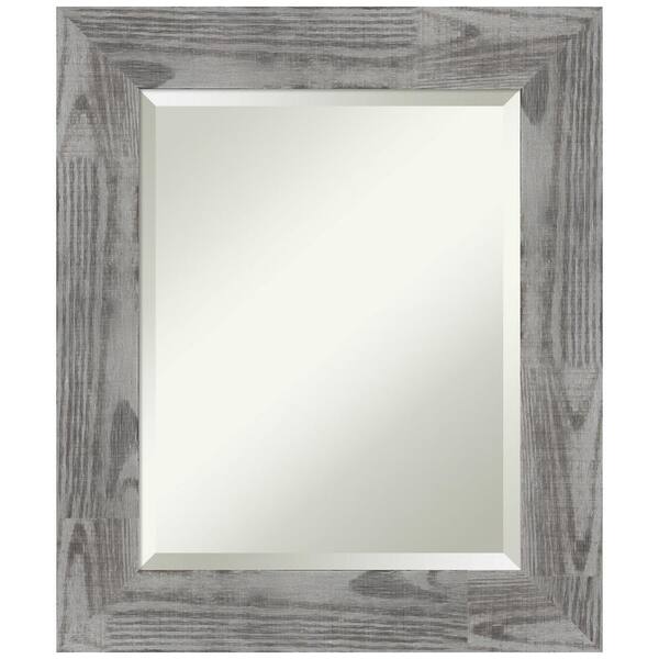 Amanti Art Bridge Grey 22 in. W x 26 in. H Wood Framed Beveled Bathroom Vanity Mirror in Gray