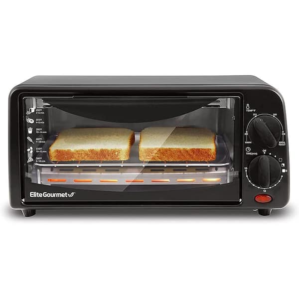 Elite Gourmet ETO236 2 Slice Toaster Oven with Timer, Black