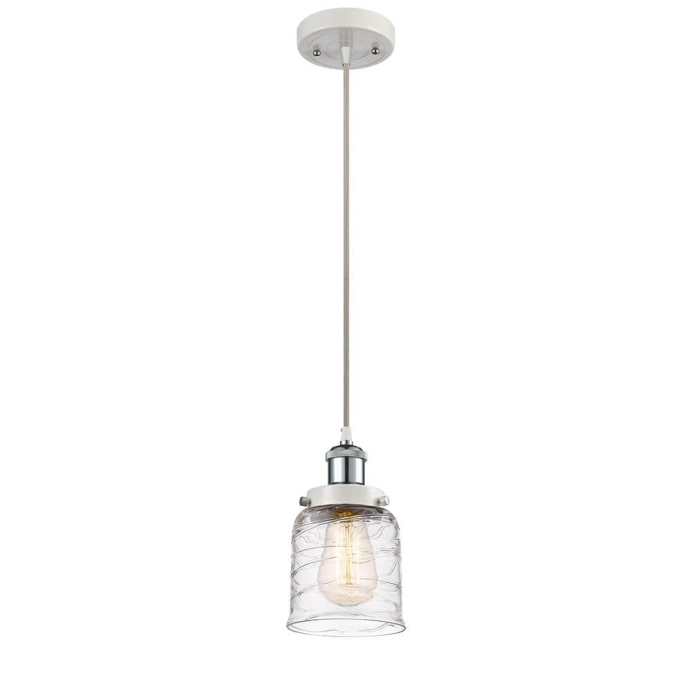Bell 10" White and Polished Chrome Glass Pendant Light