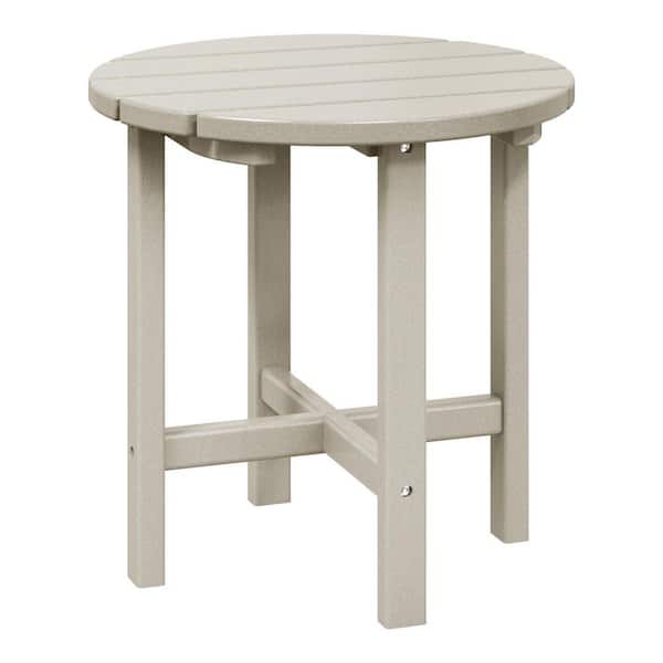 Mason 18 in. Sand Poly Plastic Fade Resistant Outdoor Patio Round Adirondack Side Table