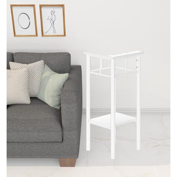 HomeRoots 12 in. White Square MDF End Table