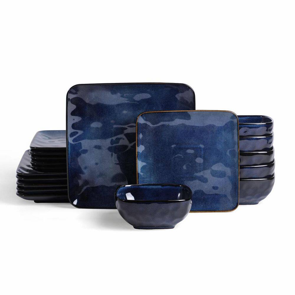 KHKFY Square 18-Piece Dinnerware Set for 6: 10 in plates, 8 in