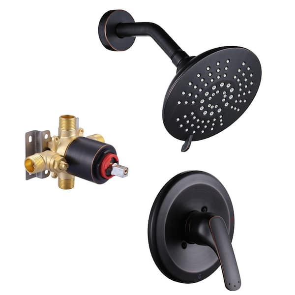 Single Handle 5-Spray Patterns Round Shower Faucet 1.8 GPM with Pressure Balance Valve in Oil Rubbed Bronze