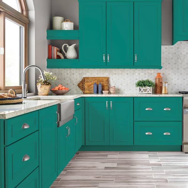 1 gal. #P450-7 Mystic Turquoise Satin Enamel Interior/Exterior Cabinet, Door & Trim Paint