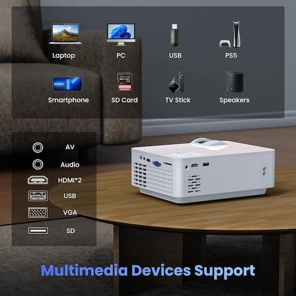 Lukyamzn 1920 x 1080 Full HD Bluetooth Mini Portable Projector