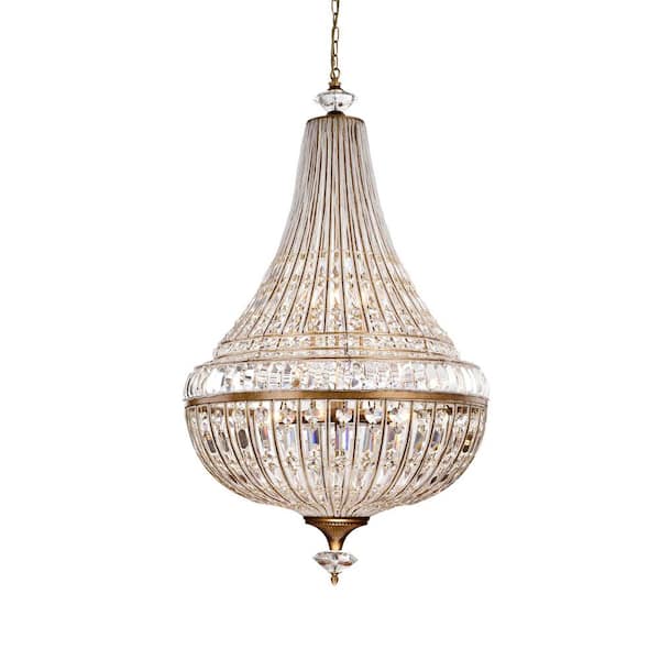 Dynasty 8-Light Antique Gold Crystal Empire Chandelier