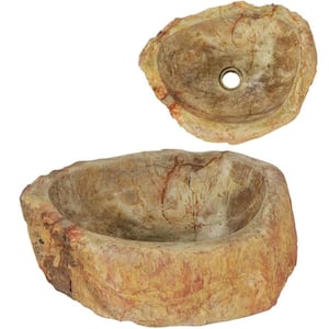 17.7 x 13.8 x 5.9 in. Oval Cream Fossil Stone Sink