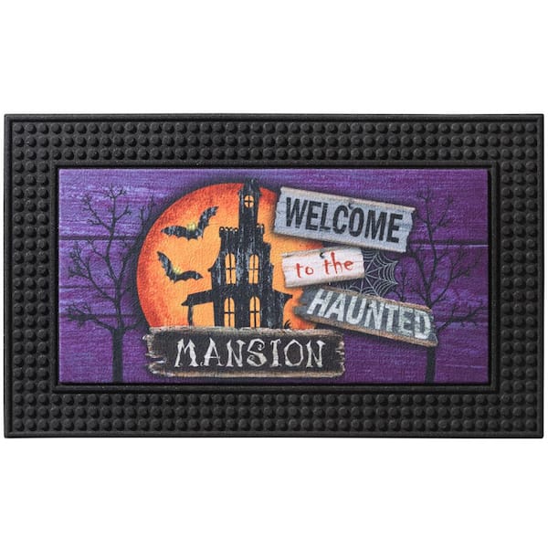 Home Accents Holiday LED Halloween Moonlit Mansion 18 in. x 30 in. Rubber Light and Sound Door Mat