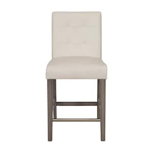 Leila 25 in White Full Back Wood Frame Cushioned Counter Height Stool with Leatherette Seat