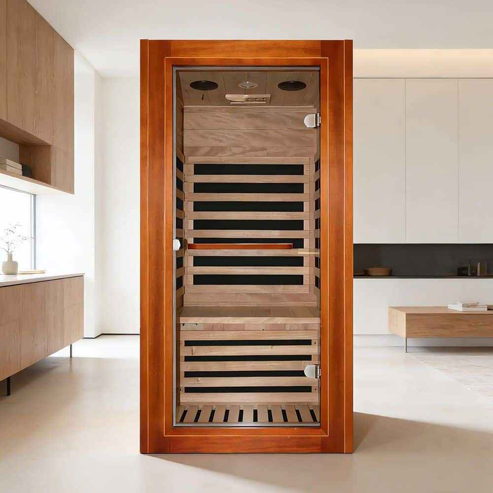 Spygo Moray 1-Person Indoor Okoume Wood Infrared Sauna with 7-Far