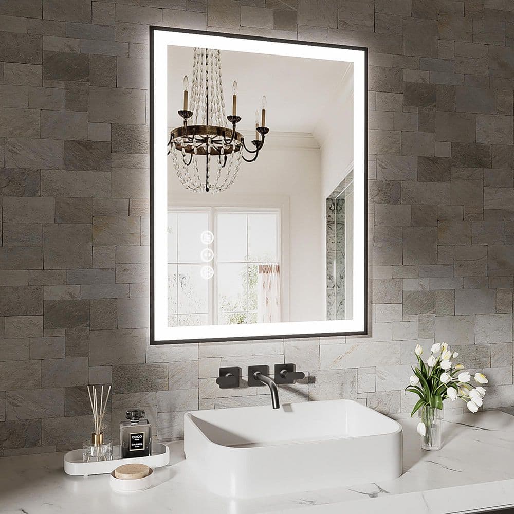 24 in. W x 32 in. H Rectangular Frameless LED Wall Bathroom Vanity Mirror with 3 Color Modes in White price history on PriceWatchPro