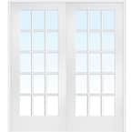 72 in. x 80 in. Both Active Primed Composite Glass 15 Lite Clear True Divided Prehung Interior French Door