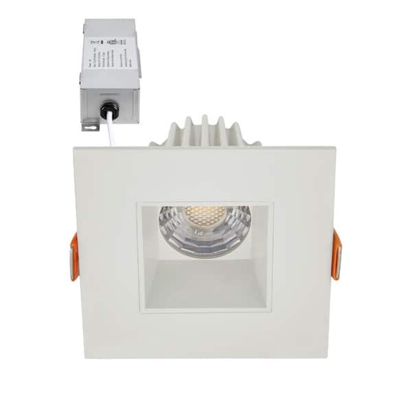 2 in. Slim Square Recessed Anti-Glare LED Downlight, Stone Gray Trim, Canless IC Rated, 500 Lumens, 5 CCT 2700K-5000K