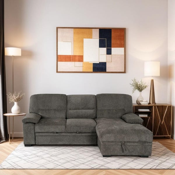 PRIMO INTERNATIONAL Jordan 93 in. Brown 2-piece L Shaped Sectional Sleeper Sofa Bed with Storage
