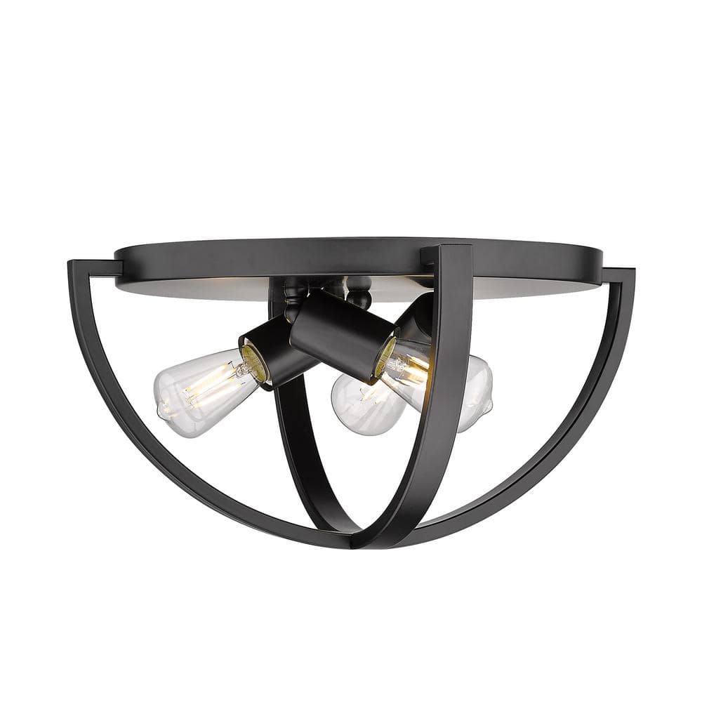 Matte Black 15" Industrial Flush Mount Ceiling Light