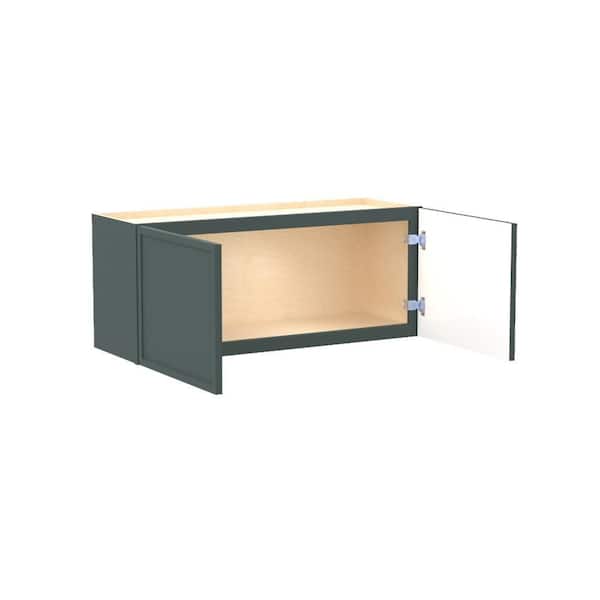 Franklin 33 in. W x 12 in. D x 15 in. H Assembled Plywood Wall Bridge Kitchen Cabinet in Verdant Green with Soft Close