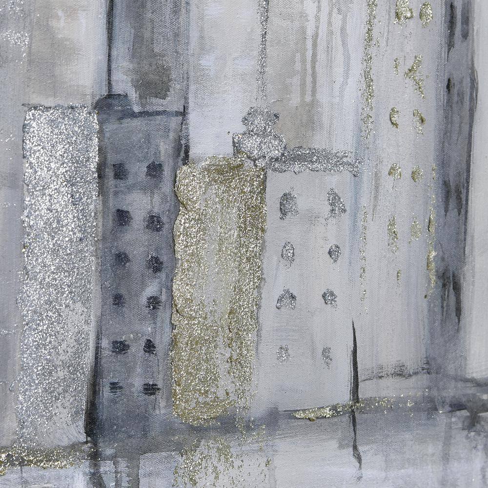 Foggy City Metallic Hand Painted Abstract Canvas Wall Art, 30" x 40"