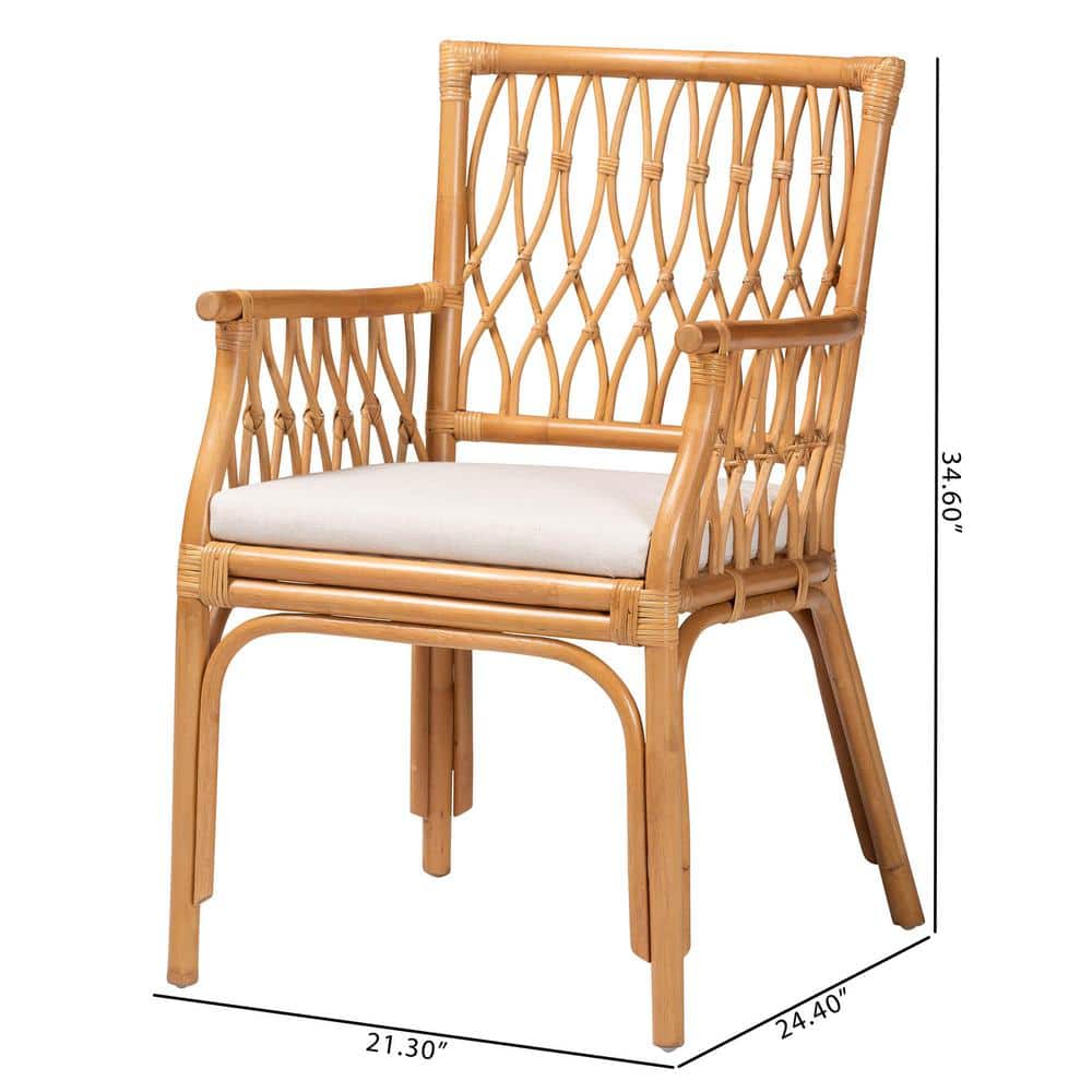 Handcrafted White Rattan Bohemian Accent Chair
