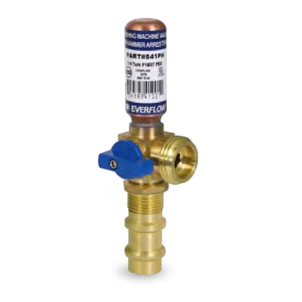 The Plumber's Choice 1/2 in. Press x 3/4 in. MHT Brass Washing Machine Replacement Valve with Hammer Arrestor Blue- for Cold Water Supply