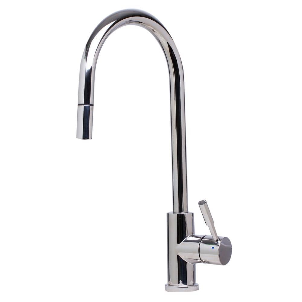 Polished Stainless Steel Pull Down Kitchen Faucet with Spray