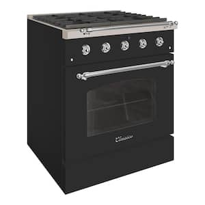CLASSICO 30 in. 4.2 Cu.Ft. 4 Burner Freestanding All Gas Range with Gas Stove, Gas Oven, Matte Graphite with Brass Trim