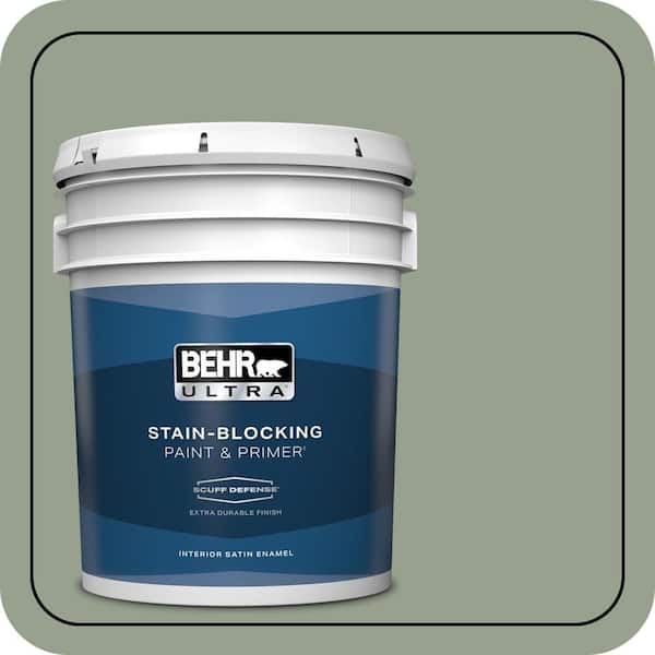 BEHR ULTRA 5 gal. #N390-4 Bitter Sage Extra Durable Satin Enamel Interior Paint & Primer