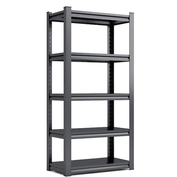 5-Shelf Metal Shelves Pantry Organizer Storage Adjustable Garage Industrial Shelving Unit Storage Utility Rack, Black