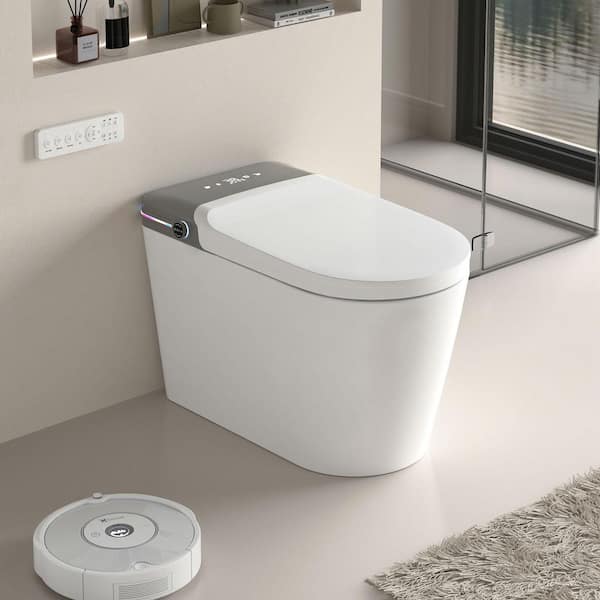 1.32 GPF Elongated Bidet Toilet in White with Auto Open and Close, Heated Seat, Concealed Trapway and Feminine Wash