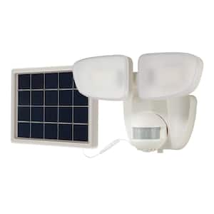 SLFS 180-Degree White Solar Powered Motion Activated Outdoor Integrated LED Flood Light 1000 Lumens