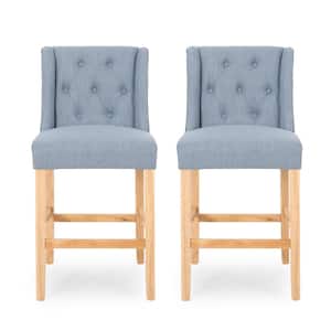 Landria 40.50 in. Light Blue Wingback Counter Stool (Set of 2)