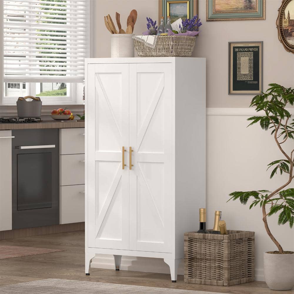 All-Steel 2-Door Metal Kitchen Pantry Cabinet with Fully Adjustable Storage Shelves