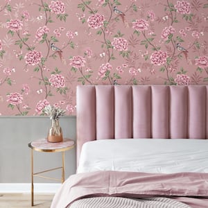 Akina Blush Floral Textured Peelable Paper Wallpaper