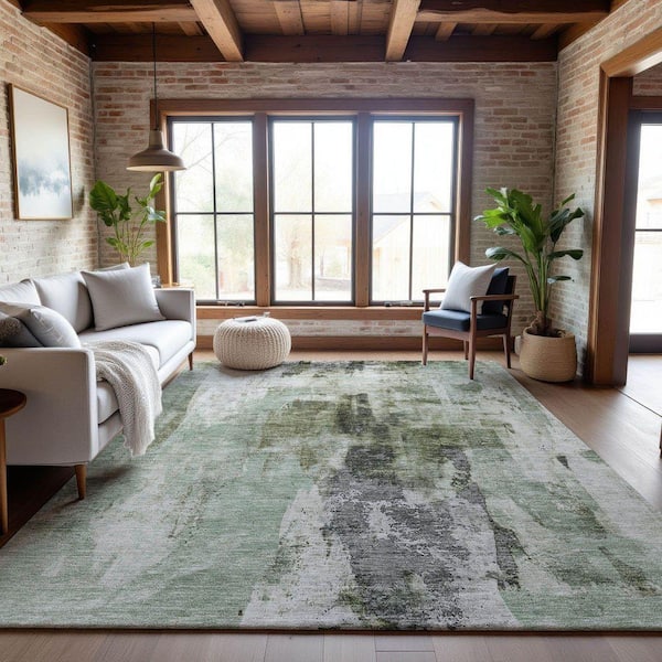 Mayfield Premium Machine Washable Abstract AMF1076 Mint 5 ft. x 7 ft. 6 in. Area Rug