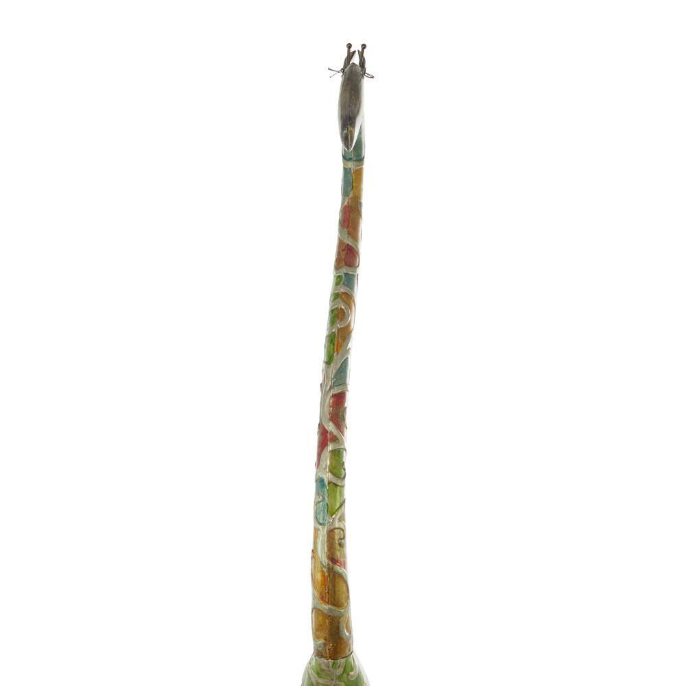Extra Large Multicolor Metal Giraffe Sculpture with Embossed Detailing