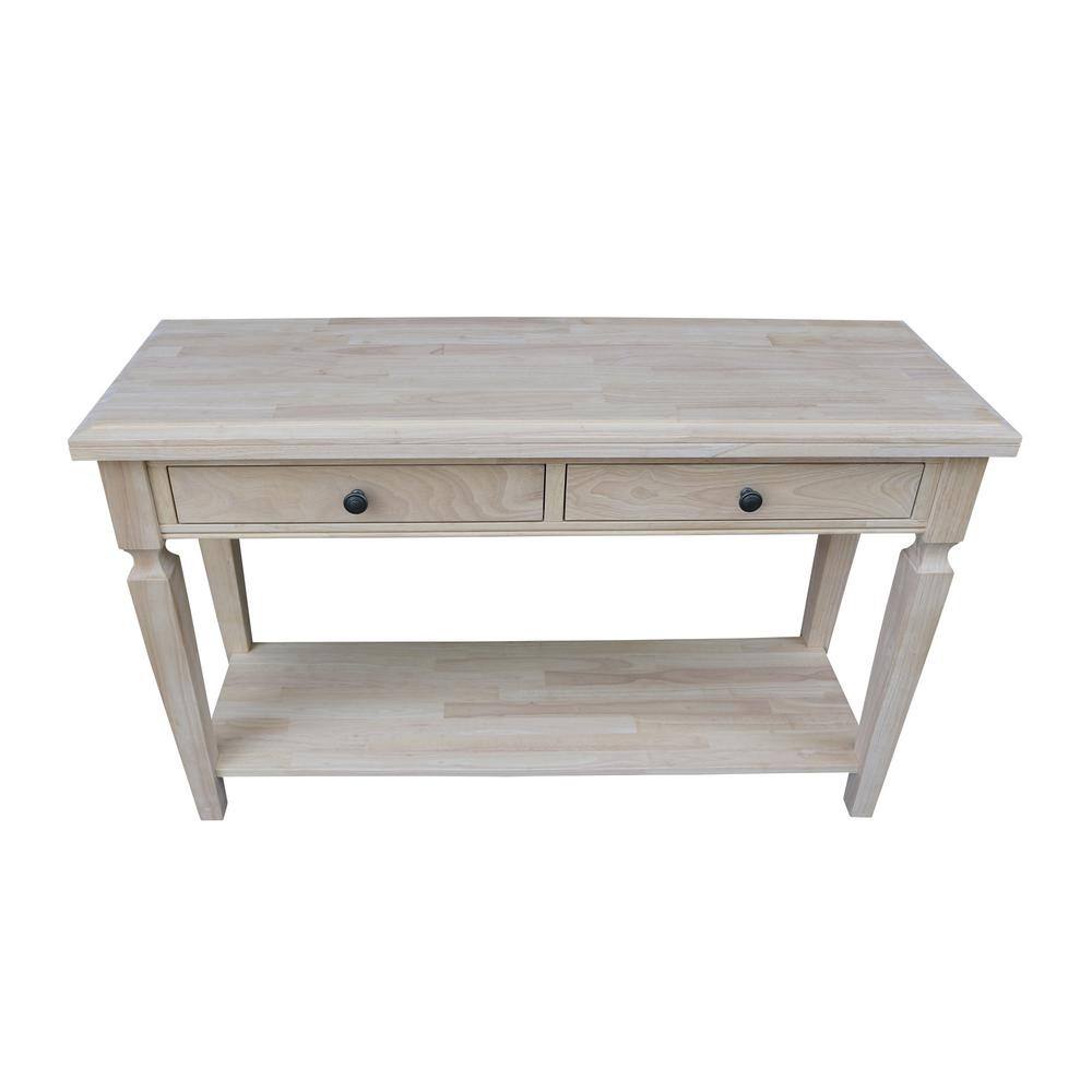 Vista 56'' Unfinished Solid Hardwood Console Table with Storage