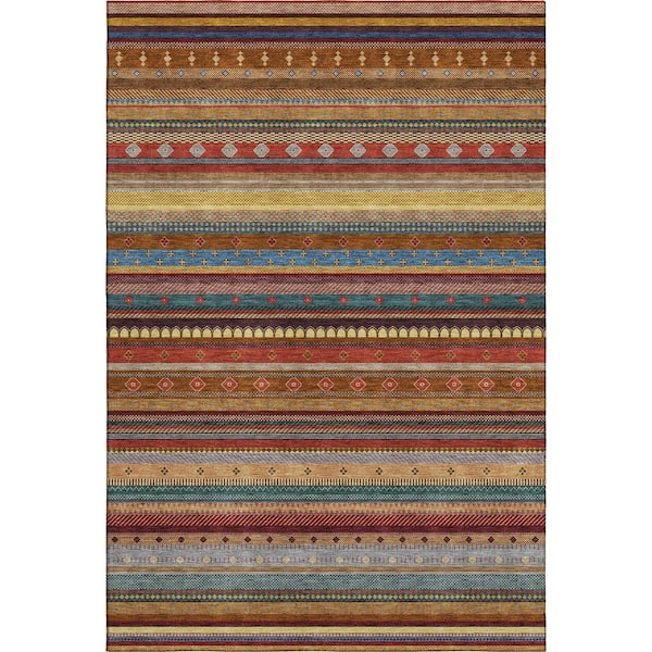 Mayfield Premium Machine Washable Abstract AMF2218 Paprika 5 ft. x 7 ft. 6 in. Area Rug