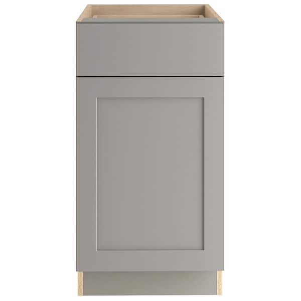Hampton Bay Edson Shaker Assembled 18x34.49x24.44 in. Base Cabinet with Soft Close Full Extension Drawer in Gray