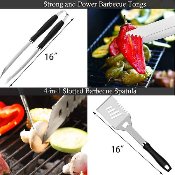 26-Piece Stainless Steel Heavy-Duty BBQ Tools Grilling Accessories Kit in  Black