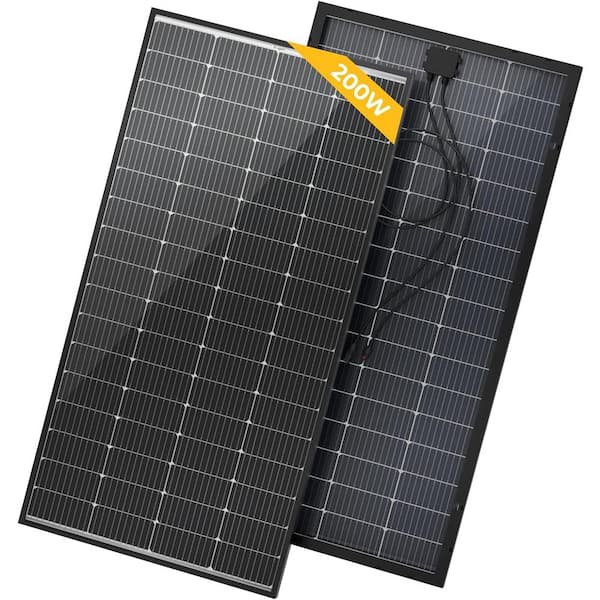 BougeRV 200-Watt 12-Volt 10BB Mono Bifacial Monocrystalline Solar Panel for RV Camping Home Boat Marine Off-Grid